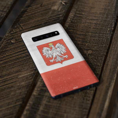 Poland Flag Distressed Galaxy S10 Plus Skin